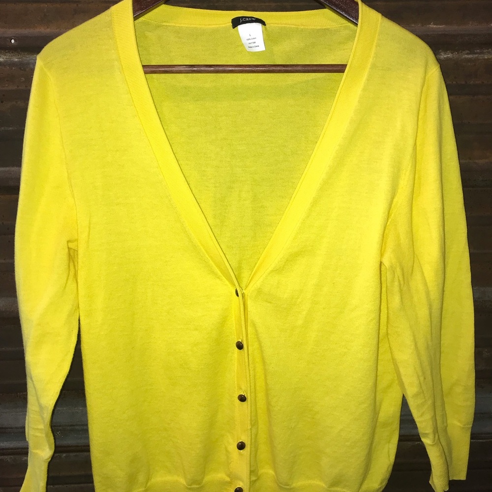 J.Crew bright yellow cardigan. Size large